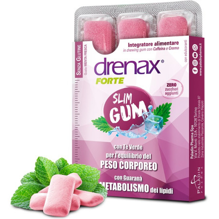 Confezione da 9 gomme di Drenax Forte Slim Gum Integratore Dimagrante Per Perdere Peso. Confezione da 9 gomme di Drenax Forte Slim Gum Integratore Dimagrante Per Perdere Peso.