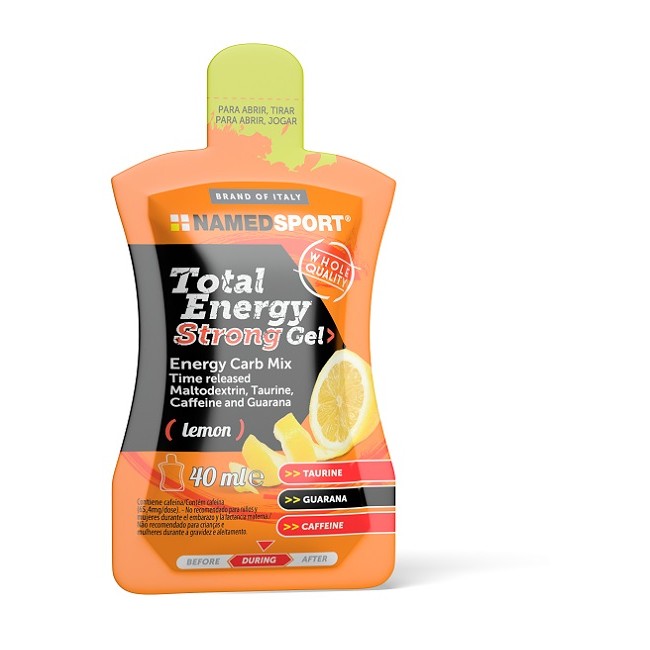Bustina da 40 ml di Named Sport Total Energy Strong Gel energetico con caffeina. Bustina da 40 ml di Named Sport Total Energy Strong Gel energetico con caffeina.