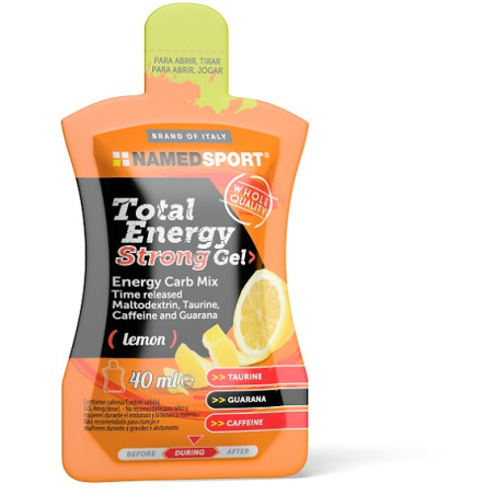 Bustina da 40 ml di Named Sport Total Energy Strong Gel energetico con caffeina. Bustina da 40 ml di Named Sport Total Energy Strong Gel energetico con caffeina.
