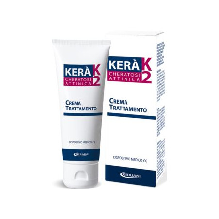 Tubetto da 50 ml di Kerà K2 crema per il trattamento della cheratosi attinica.