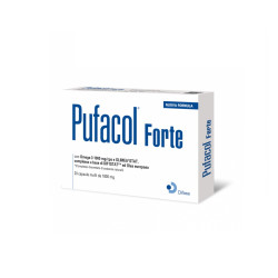 Confezione da 20 capsule molli di Difass Pufacol Forte, integratore con EPA e DHA per il benessere cardiaco.