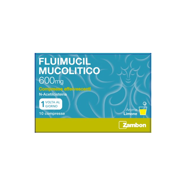 Fluimucil Mucolitico 10 compresse effervescenti N-acetilcisteina 600 mg Fluimucil Mucolitico 10 compresse effervescenti N-acetilcisteina 600 mg