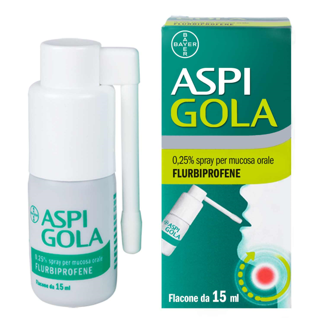 Bayer Aspigola Spray Per Il Mal Di Gola Flurbiprofene 0,25% 15 Ml