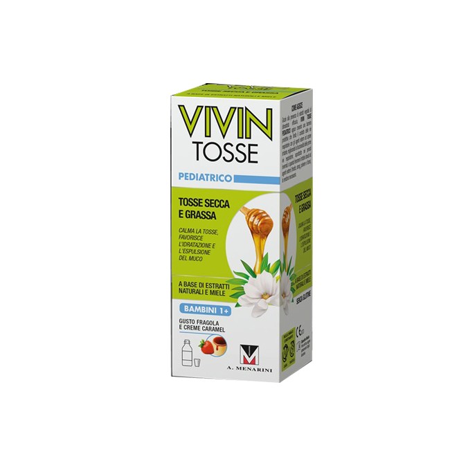 VIVIN TOSSE PEDIATRICO SCIROPPO PER TOSSE SECCA E GRASSA GUSTO FRAGOLA E CREME CARAMEL 150 ML