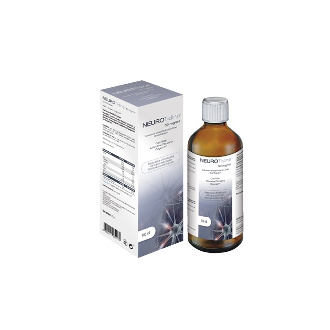 Flacone da 500 ml di Omikron Neurotidine 50 mg/ml. soluzione orale contro il glaucoma. Flacone da 500 ml di Omikron Neurotidine 50 mg/ml. soluzione orale contro il glaucoma.