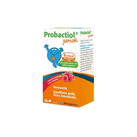 Confezione da 60 compresse di Metagenics Probactiol Junior integratore di fermenti lattici per bambini.