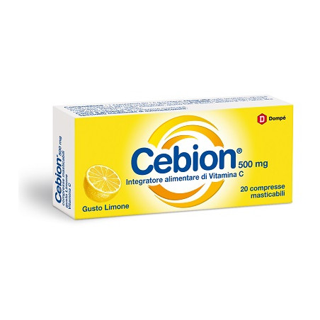 Confezione da 20 compresse masticabili di cebion limone integratore di vitamina C. Confezione da 20 compresse masticabili di cebion limone integratore di vitamina C.