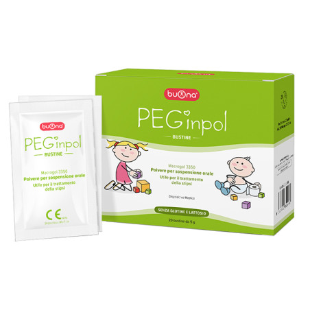 Confezione da 20 bustine di Buona Peginpol, integratore per la stitichezza dei bambini. Confezione da 20 bustine di Buona Peginpol, integratore per la stitichezza dei bambini.