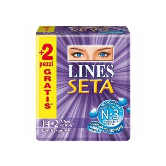 ASSORBENTE LINES SETA ULTRA CON ALI 16 PEZZI ASSORBENTE LINES SETA ULTRA CON ALI 16 PEZZI