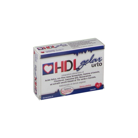 Confezione da 45 capsule di HDL Gelar Urto Integratore Per Abbassare I Grassi Cattivi Ed Il Metabolismo Dei Trigliceridi.