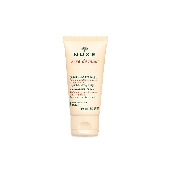 Confezione da 50 ml di Nuxe Reve De Miel crema mani e unghie. Confezione da 50 ml di Nuxe Reve De Miel crema mani e unghie.