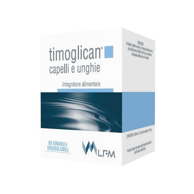 Confezione da 60 granuli orosolubili di Timoglican, integratore per capelli e unghie fragili. Confezione da 60 granuli orosolubili di Timoglican, integratore per capelli e unghie fragili.