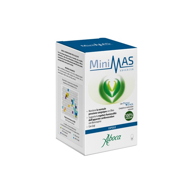 Confezione da 60 capsule di Aboca Minimas Advanced Integratore Per Regolare La Pressione Arteriosa. Confezione da 60 capsule di Aboca Minimas Advanced Integratore Per Regolare La Pressione Arteriosa.