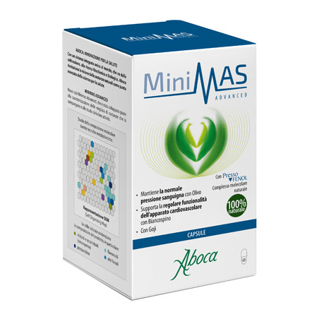 Confezione da 60 capsule di Aboca Minimas Advanced Integratore Per Regolare La Pressione Arteriosa. Confezione da 60 capsule di Aboca Minimas Advanced Integratore Per Regolare La Pressione Arteriosa.
