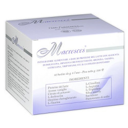 Confezione da 42 bustine di Macresces, integratore di proteine per ridurre la fame nervosa.