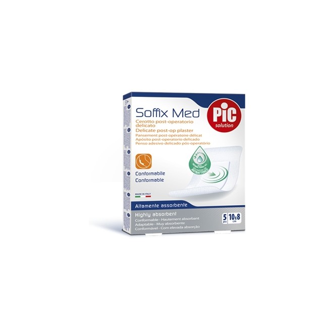 CEROTTO PIC SOFFIX MED IN TNT CON TAMPONE CENTRALE ASSORBENTE STERILE MONOUSO 10X8 CM ANTIBATTERICO 5 PEZZI CEROTTO PIC SOFFIX MED IN TNT CON TAMPONE CENTRALE ASSORBENTE STERILE MONOUSO 10X8 CM ANTIBATTERICO 5 PEZZI