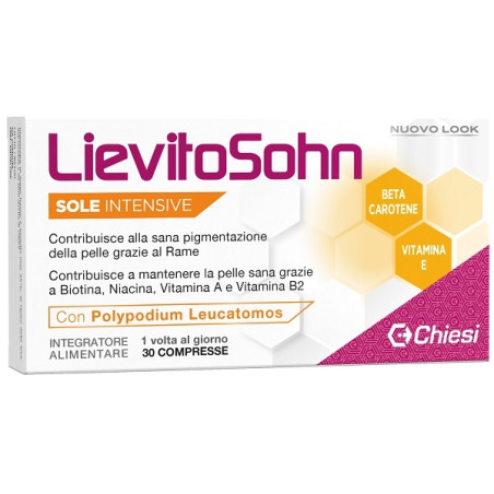 Confezione da 30 compresse di Lievitosohn Sole Intensive Integratore Per L'Esposizione Solare E L'Abbronzatura.