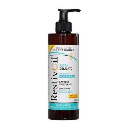 Confezione da 400 ml di  Restivoil Extra Delicato shampoo per cute sensibile
