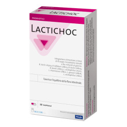 Confezione da 20 capsule di Lactichoc Integratore Di Fermenti Lattici Per Il Microbiota Intestinale.