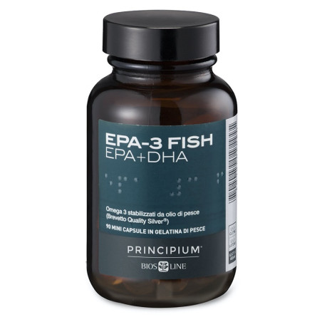 Barattolo da 90 capsule di Bios Line Principium EPA-3 Fish, integratore per colesterolo e trigliceridi.