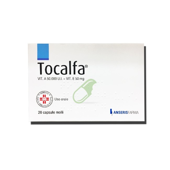 Tocalfa 50000 UI + 50mg Vitamina A + E 20 Capsule Molli Tocalfa 50000 UI + 50mg Vitamina A + E 20 Capsule Molli