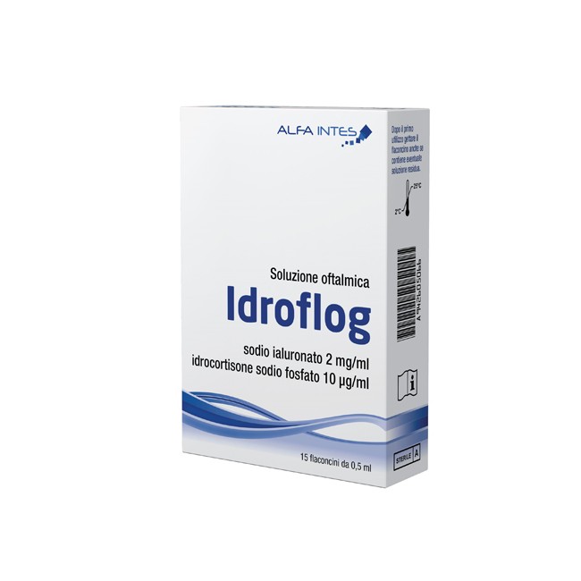 SOLUZIONE OFTALMICA IDROFLOG A BASE DI IALURONATO DI SODIO E IDROCORTISONE SODIO FOSFATO 15 FLACONCINI DA 0,5 ML SOLUZIONE OFTALMICA IDROFLOG A BASE DI IALURONATO DI SODIO E IDROCORTISONE SODIO FOSFATO 15 FLACONCINI DA 0,5 ML