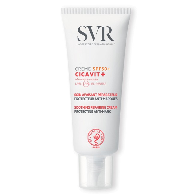 Tubetto da 40 ml di Svr Cicavit+ Crema Lenivita Riparatrice Anti-Segni Con Protezione Solare SPF 50+. Tubetto da 40 ml di Svr Cicavit+ Crema Lenivita Riparatrice Anti-Segni Con Protezione Solare SPF 50+.