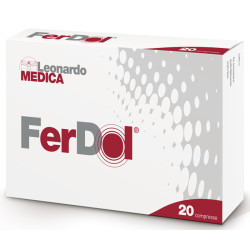 Confezione da 20 compresse di FerDol, integratore per microcircolo e drenaggio dei liquidi.