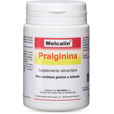 Confezione da 56 compresse di Melcalin Pralginina, integratore per resistenza e recupero muscolare.