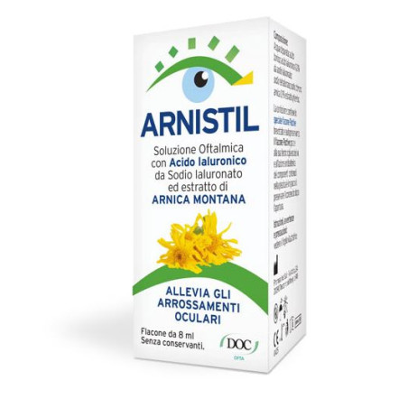 Confezione da 8 Ml di Arnistil collirio idratante e lenitivo.
