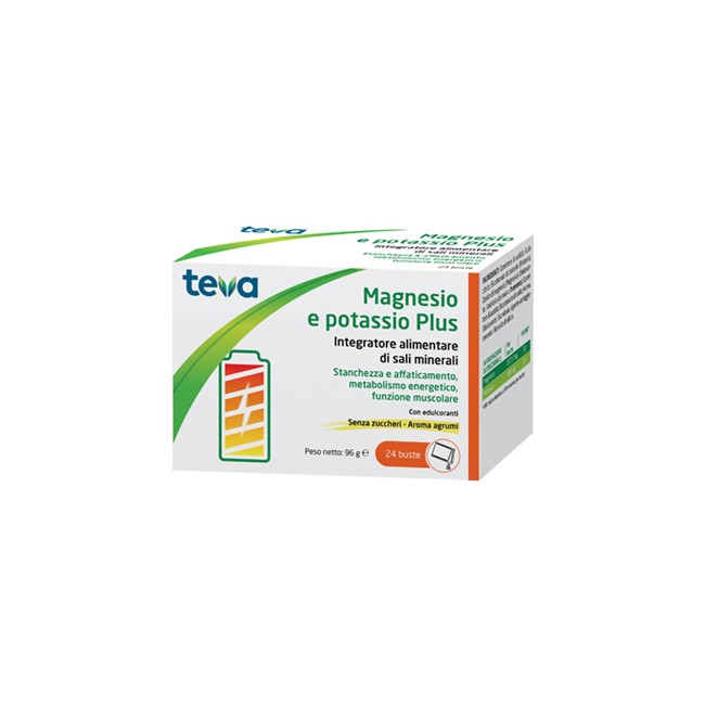 MAGNESIO POTASSIO PLUS TEVA 24 BUSTINE SENZA ZUCCHERI AROMA AGRUMI MAGNESIO POTASSIO PLUS TEVA 24 BUSTINE SENZA ZUCCHERI AROMA AGRUMI