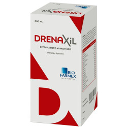 Flacone da 500 ml di Drenaxil Integratore Diuretico Per La Salute Delle Vie Urinarie.