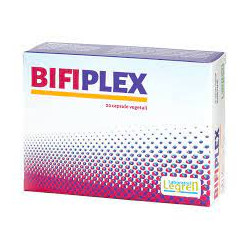 Confezione da 20 capsule di Bifiplex, integratore di fermenti lattici per la salute intestinale.