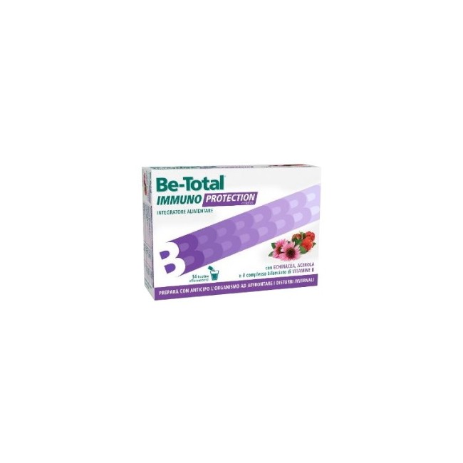 Confezione da 14 bustine di Betotal Immuno Protection integratore per le difese immunitarie. Confezione da 14 bustine di Betotal Immuno Protection integratore per le difese immunitarie.