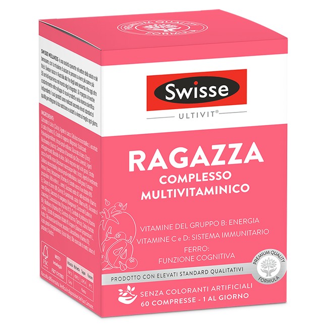 Flacone da 60 compresse di Swisse Ragazza, integratore per la salute delle ragazze. Flacone da 60 compresse di Swisse Ragazza, integratore per la salute delle ragazze.