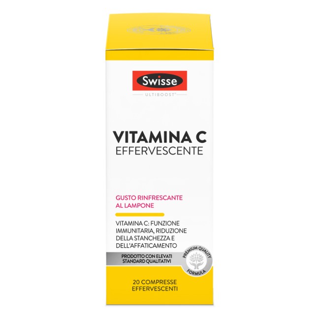 Tubo da 20 compresse effervescenti di Swisse Vitamina C Effervescente, integratore per le difese immunitarie. Tubo da 20 compresse effervescenti di Swisse Vitamina C Effervescente, integratore per le difese immunitarie.