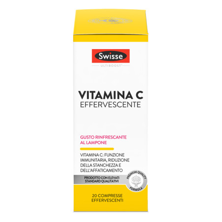 Tubo da 20 compresse effervescenti di Swisse Vitamina C Effervescente, integratore per le difese immunitarie.