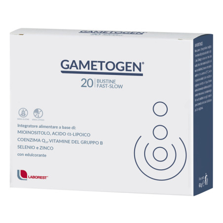 Confezione da 20 bustine di Laborest Gametogen, integratore per la fertilità maschile.