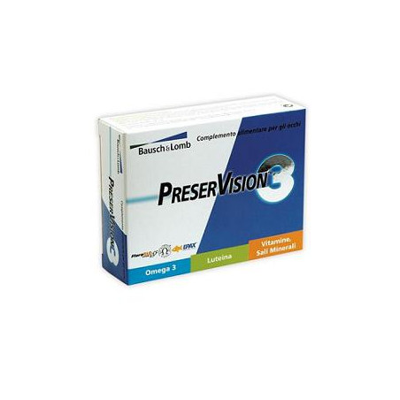 Confezione da 30 capsule di Preservision 3, integratore per la salute degli occhi. Confezione da 30 capsule di Preservision 3, integratore per la salute degli occhi.