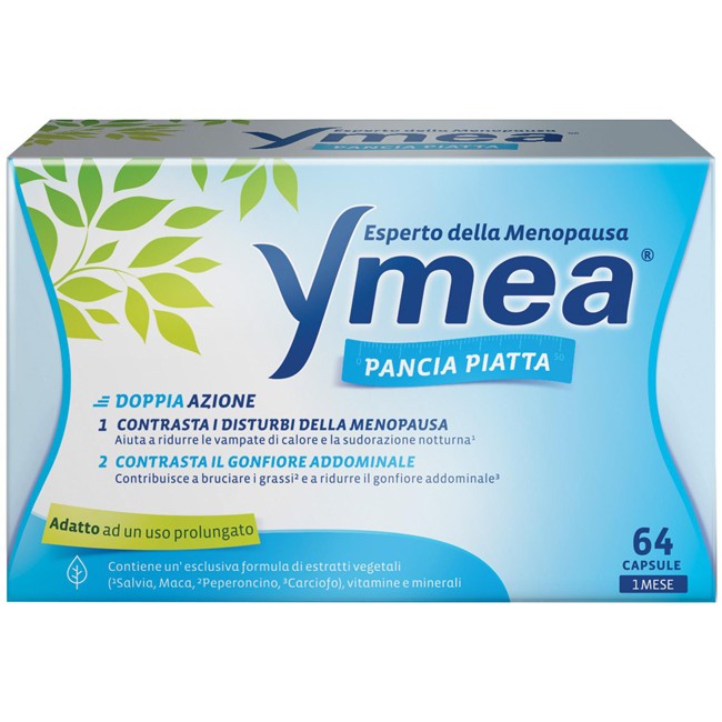 Confezione da 64 capsule di Ymea Pancia Piatta Integratore Per Menopausa E Gonfiore Addominale. Confezione da 64 capsule di Ymea Pancia Piatta Integratore Per Menopausa E Gonfiore Addominale.