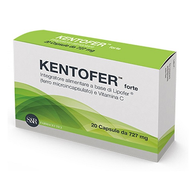 Confezione da 20 capsule di Kentofer, integratore utile contro la carenza di ferro.