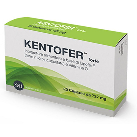Confezione da 20 capsule di Kentofer, integratore utile contro la carenza di ferro.