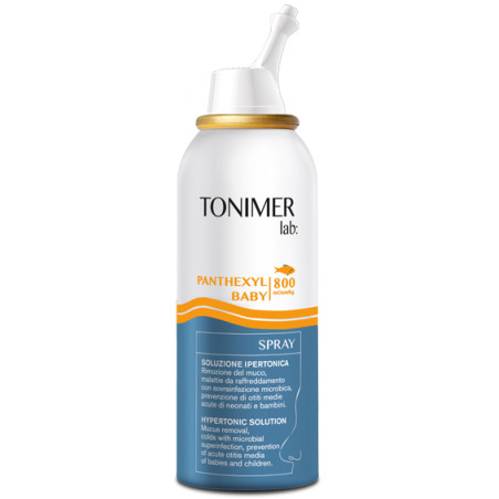 Flacone da 100 Ml di Tonimer Lab Panthexyl baby spray nasale ipertonico per bambini.