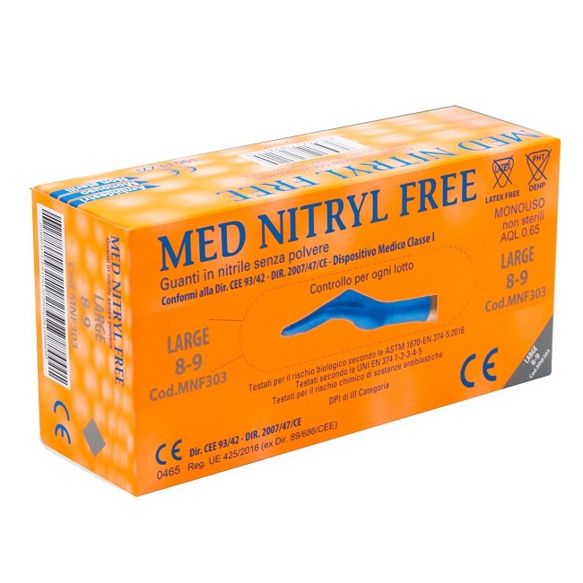 Guanti Nitrile Senza Polvere Large 100 Pezzi Gammadis