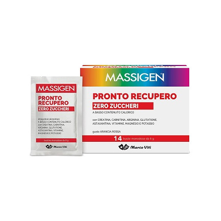 Confezione da 14+4 Buste Di Massigen Pronto recupero integratore energetico ricostituente zero zuccheri
