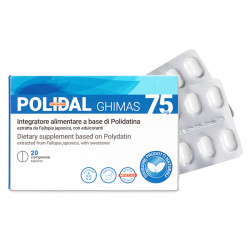 Confezione da 20 compresse di Polidal 75, integratore antiossidante e anti invecchiamento.