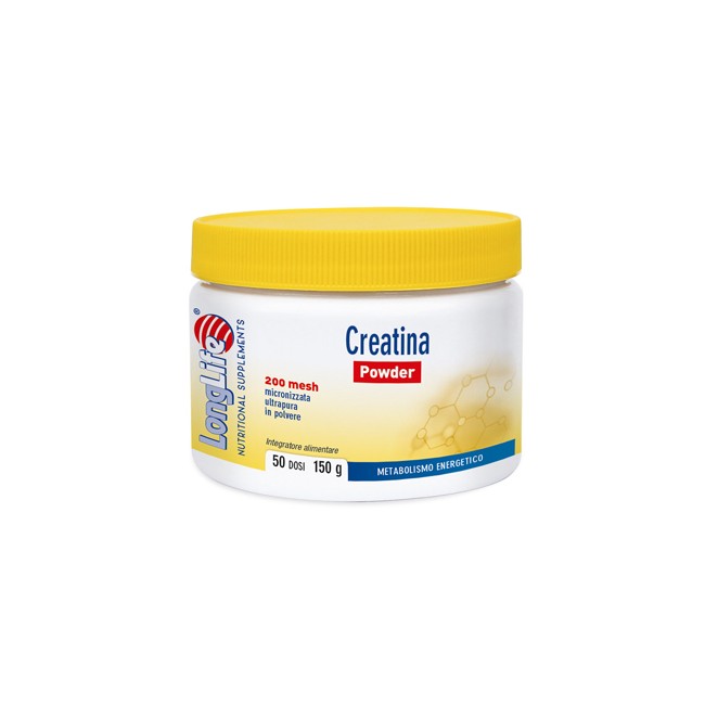 Vasetto da 150 grammi di Longlife Creatina Integratore Per Migliorare Le Prestazioni Atletiche Polvere.