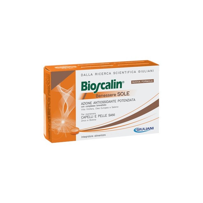 Confezione da 40 compresse di Bioscalin Benessere Sole, integratore per proteggere pelle e capelli dal sole.