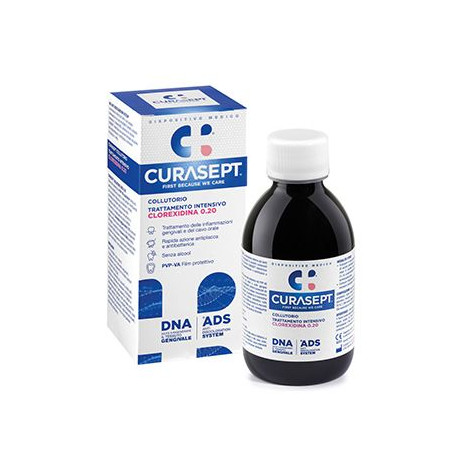 Flacone da 200 ml di Curasept ADS Collutorio 0,20% Ads+Dna, trattamento intensivo antiplacca.