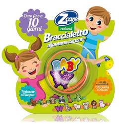 Confezione blister richiudibile salvafragranza contenente Zcare Natural Braccialetto Allontana Zanzare Baby.